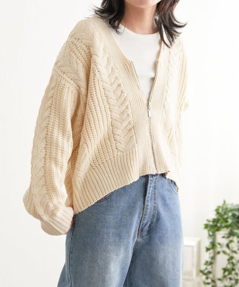 VENCE share style「ケーブルショートカーディガン」|カーディガン|