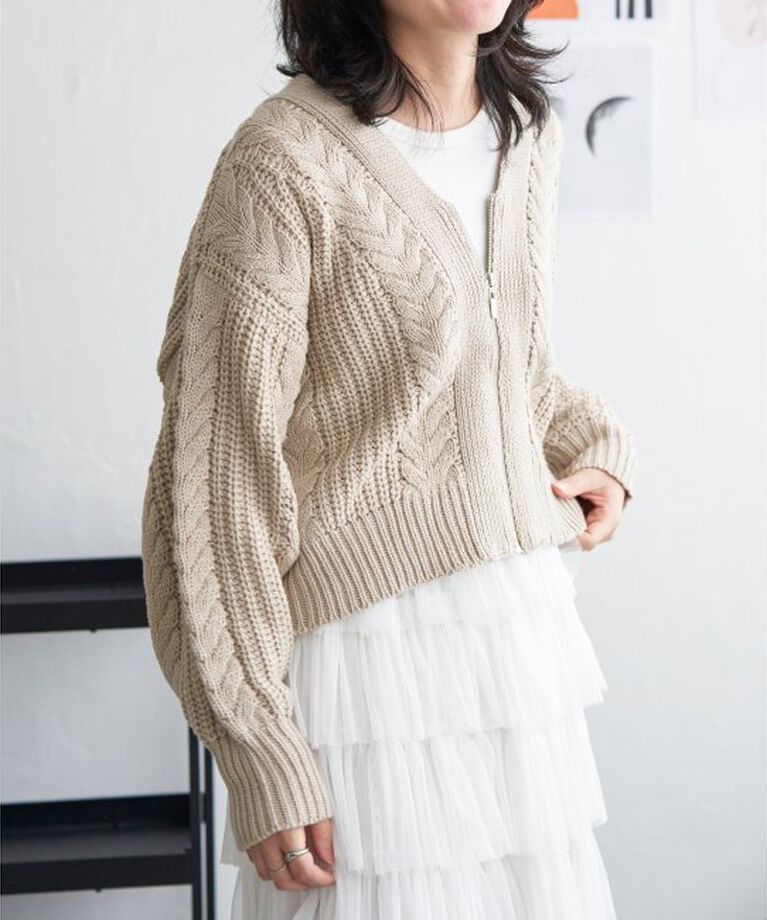 VENCE share style「ケーブルショートカーディガン」|カーディガン|