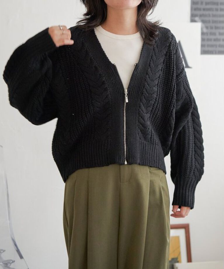 VENCE share style「ケーブルショートカーディガン」|カーディガン|