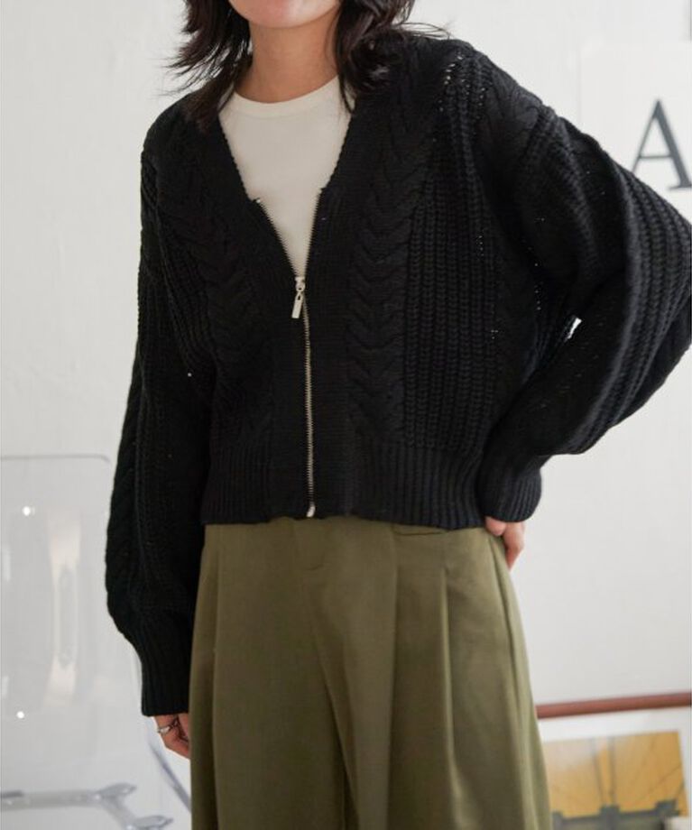 VENCE share style「ケーブルショートカーディガン」|カーディガン|