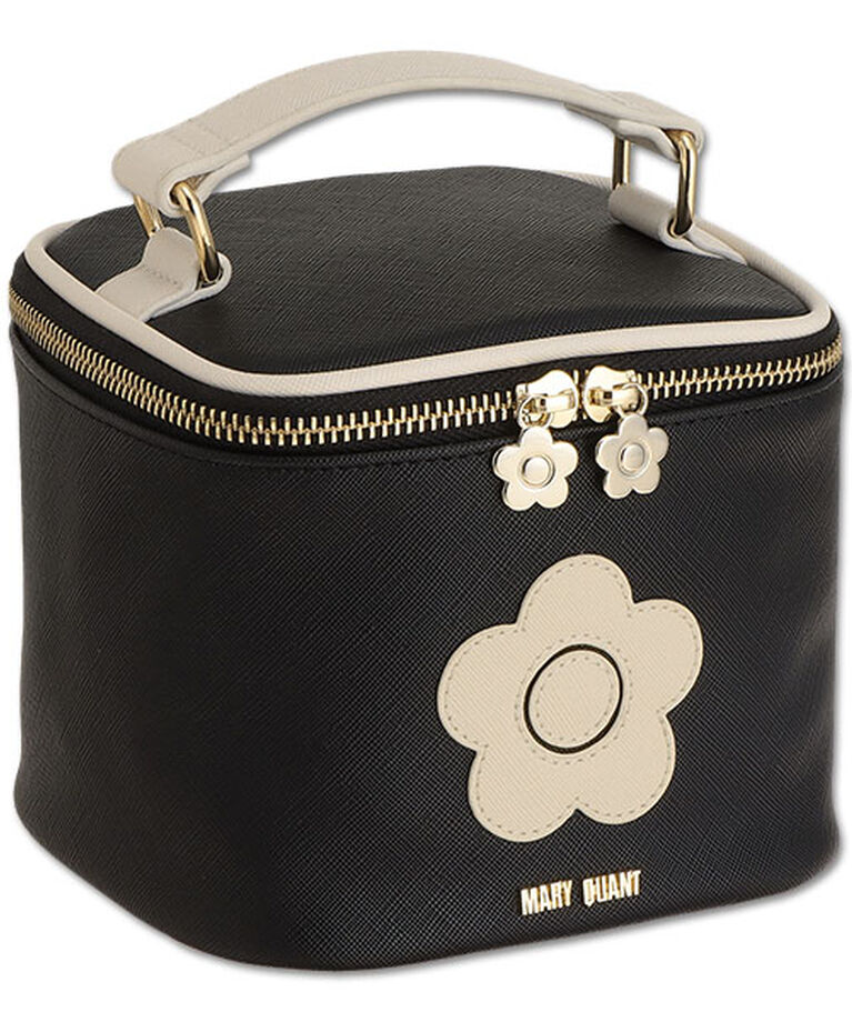 MARY QUANT「バイカラーサフィアーノデイジー キューブバニティ」|ポーチ|ブラック