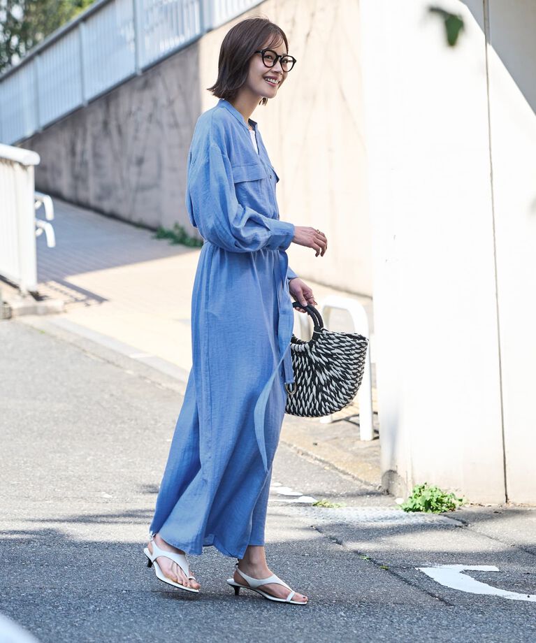 STYLE DELI「綿麻混紡ベルテッドシャツワンピース」|ワンピース|