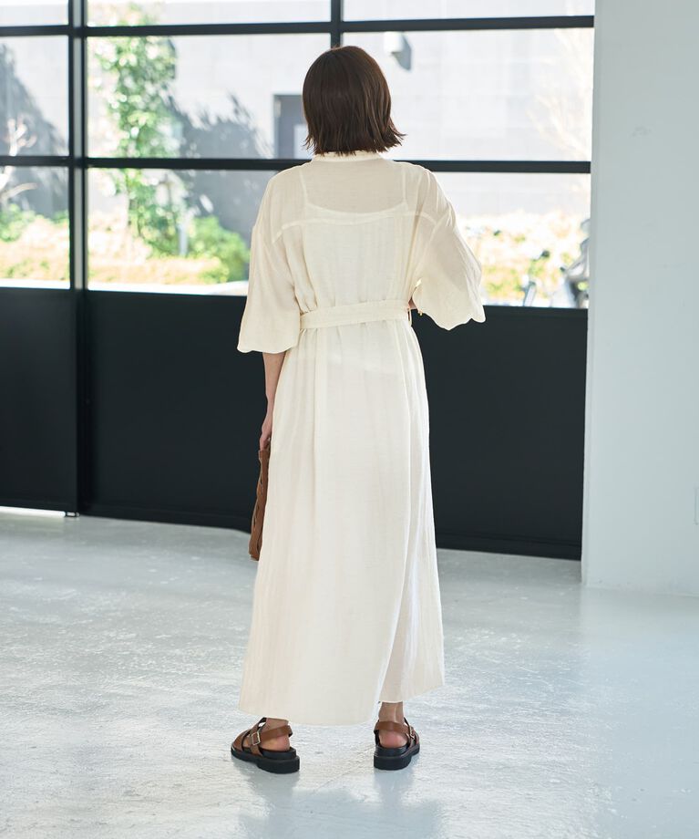STYLE DELI「綿麻混紡ベルテッドシャツワンピース」|ワンピース|
