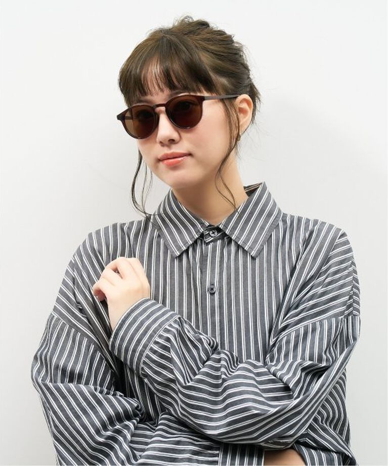  「【WEB限定】ボストン型 サングラス | カラーレンズ 軽量 トレンド 紫外線対策 UVカット ユニセックス」|サングラス|薄ブラウン2