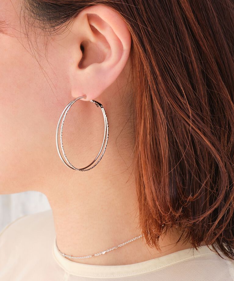 Phoebe「ダブルラインフープピアス　シルバー」|ピアス|