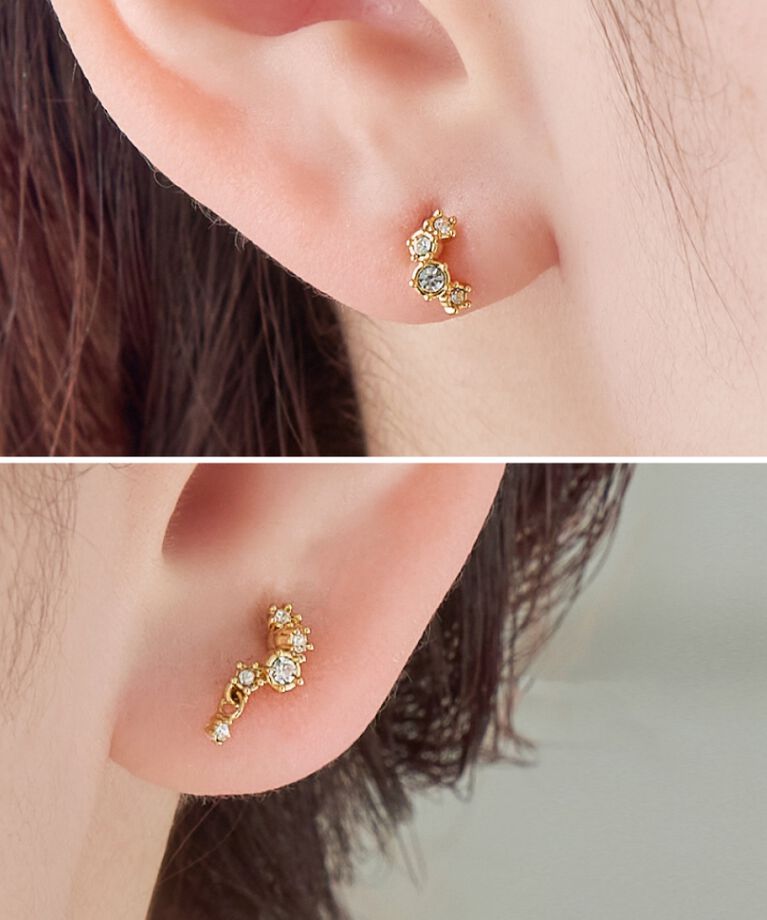 Phoebe「【金属アレルギー対応】ミーティアビジュースタッドピアス」|ピアス|ゴールド