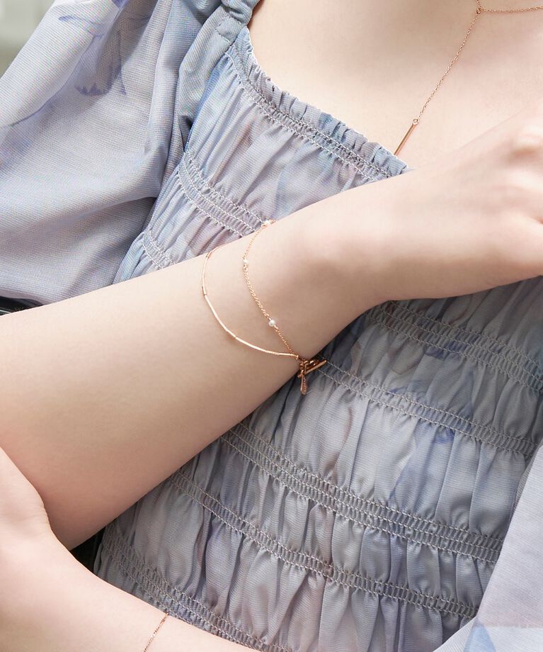 Phoebe「レイヤードパールマンテルブレスレット　ローズゴールド」|ブレスレット・バングル|