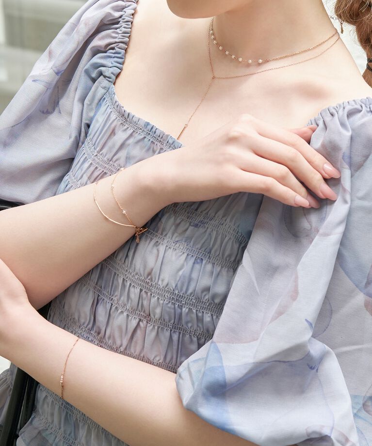 Phoebe「レイヤードパールマンテルブレスレット　ローズゴールド」|ブレスレット・バングル|