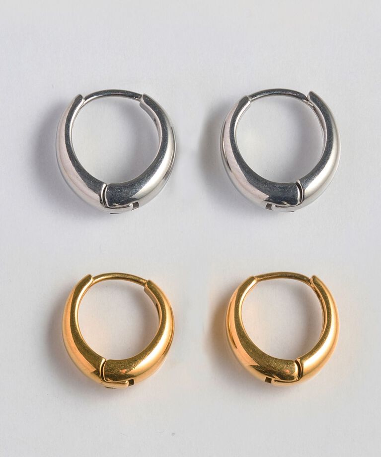 Phoebe「【金属アレルギー対応】プックリメタルフープピアス　ゴールド/サージカルステンレス」|ピアス|