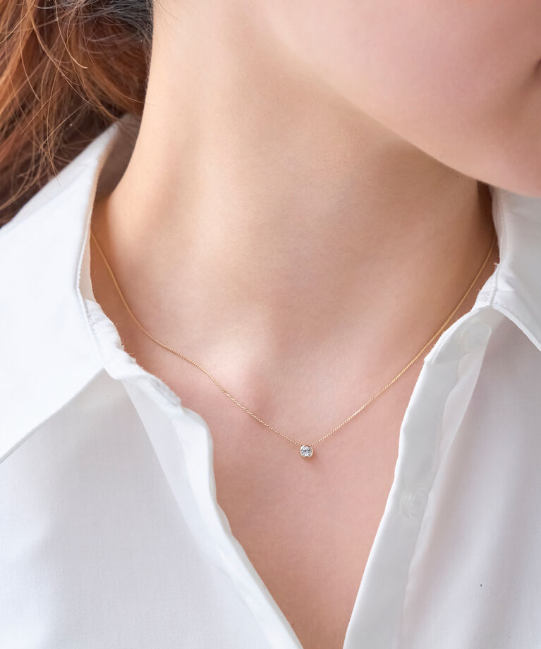Phoebe「【金属アレルギー対応】シャインベゼルセッティングネックレス　シャンパンゴールド」|ネックレス|シャンパンゴールド