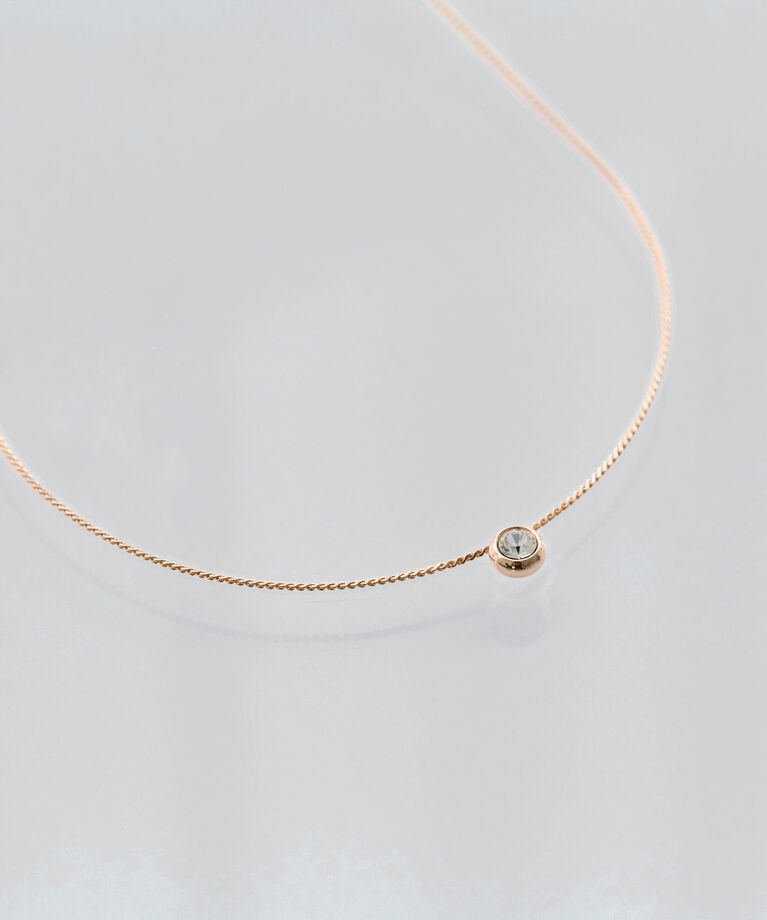 Phoebe「【金属アレルギー対応】シャインベゼルセッティングネックレス　シャンパンゴールド」|ネックレス|