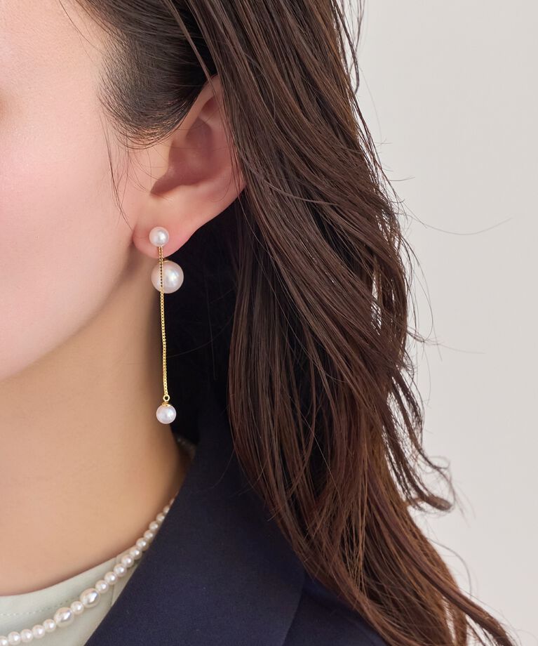 Phoebe「ロングバックモチーフイヤリング　パール」|イヤリング|ホワイト