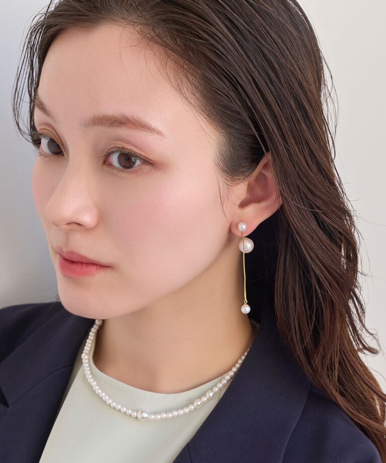 Phoebe「ロングバックモチーフイヤリング　パール」|イヤリング|