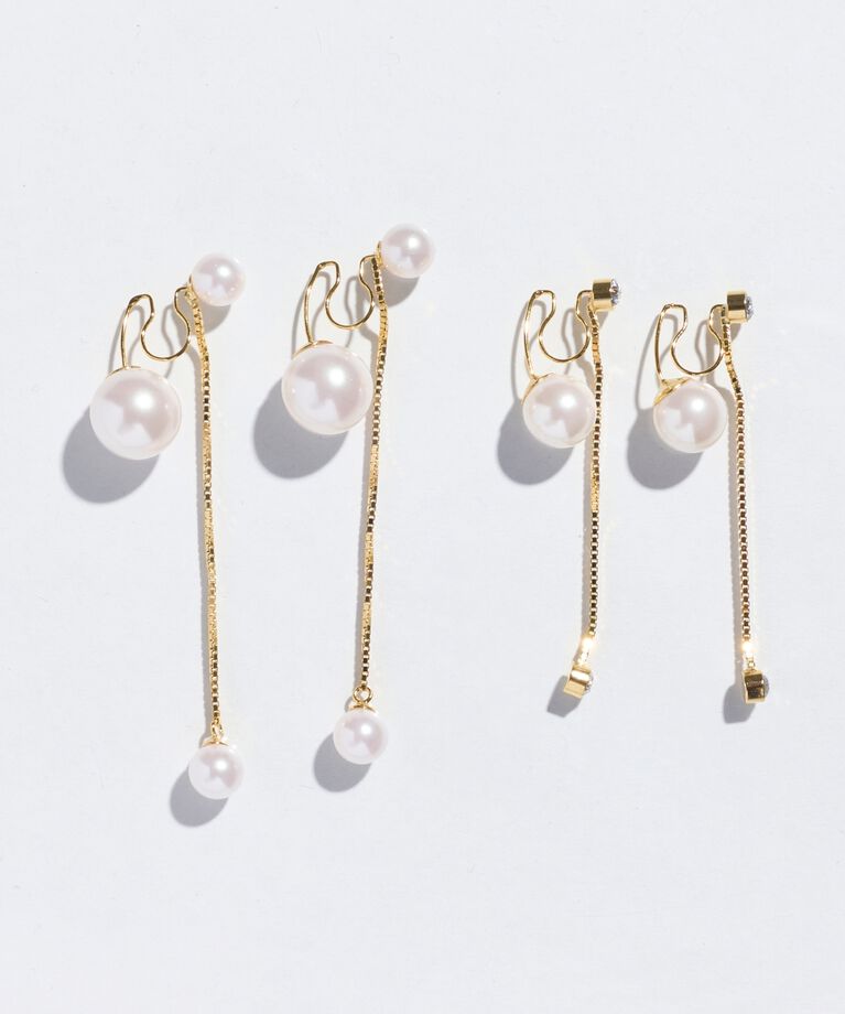 Phoebe「ロングバックモチーフイヤリング　パール」|イヤリング|