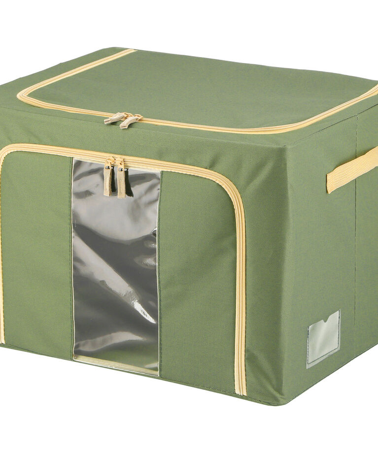 BACKYARD FAMILY「窓付 積み重ね 収納ボックス 72L 衣類収納 通販 衣装ケース 窓付き 折りたたみ式 折り畳み式」|その他|グリーン1
