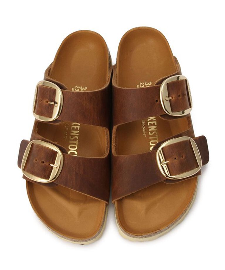 BIRKENSTOCK「【ビルケンシュトック】アリゾナ ビッグバックル ハーフエクスクィジット/コニャック/サンダル」|サンダル|