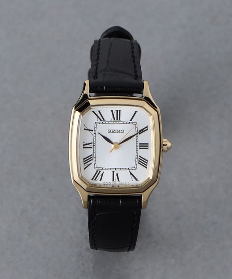 UNITED ARROWS「【別注】＜SEIKO＞スクエア レザー 腕時計2」|腕時計|BLACK