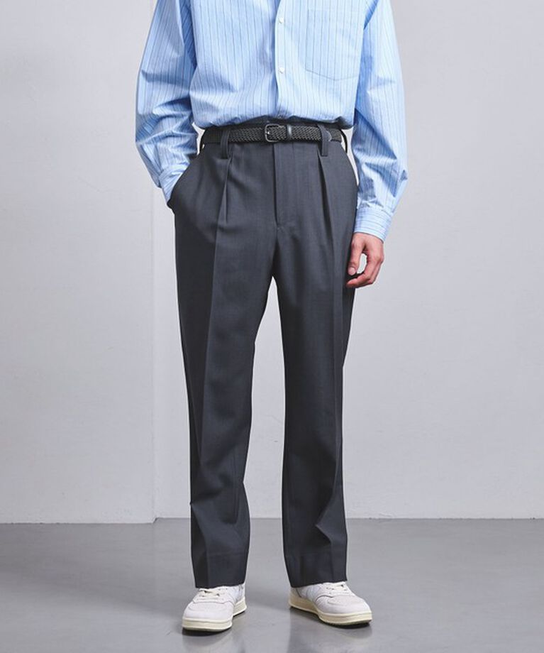 UNITED ARROWS「ウールトロピカル 1プリーツ ミリタリートラウザーズ」|スラックス|DK.GRAY