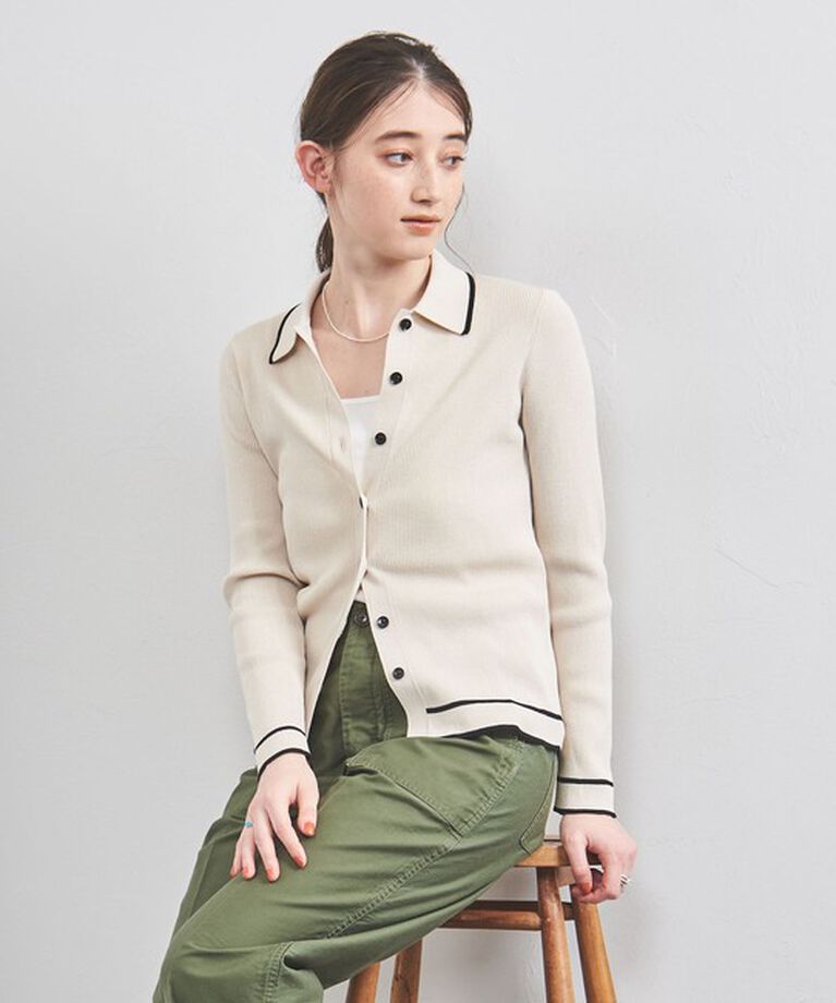 UNITED ARROWS「リブ ポロニット カーディガン」|カーディガン|