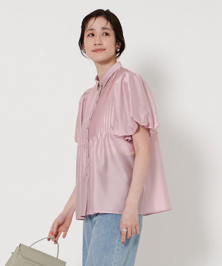 UNITED ARROWS「シルキーピンタック ショートスリーブ ブラウス」|シャツ・ブラウス|