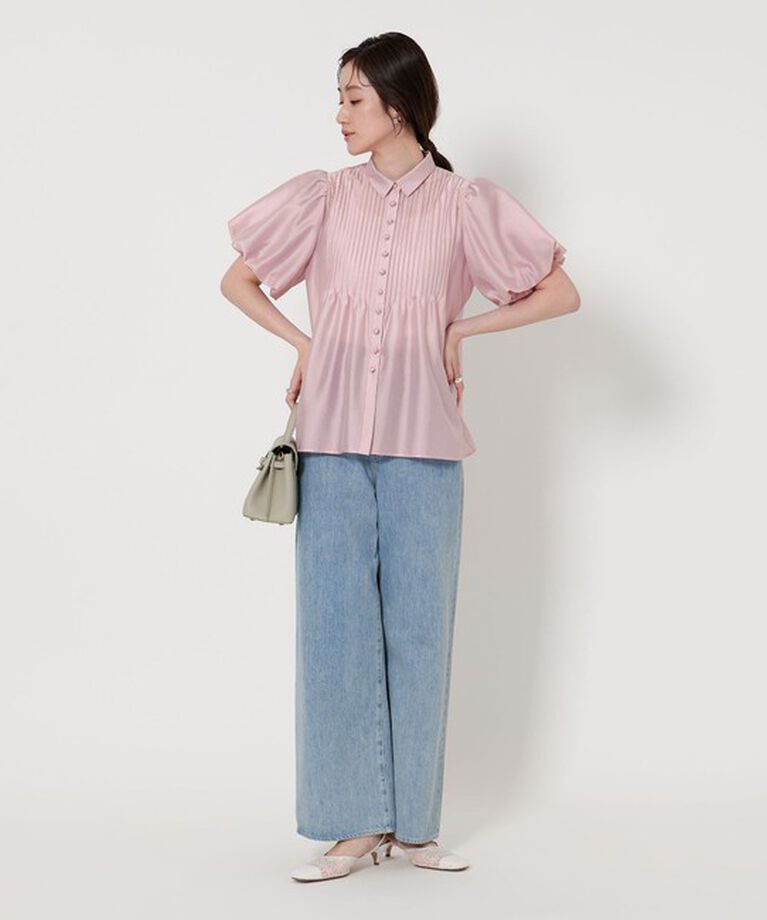 UNITED ARROWS「シルキーピンタック ショートスリーブ ブラウス」|シャツ・ブラウス|