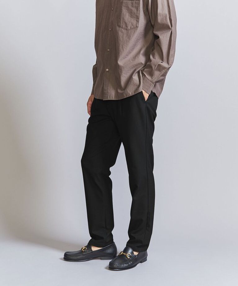 BEAUTY&YOUTH UNITED ARROWS「TR ピンヘッド  1プリーツ イージー パンツ ‐タテ・ヨコストレッチ‐」|チノ|BLACK