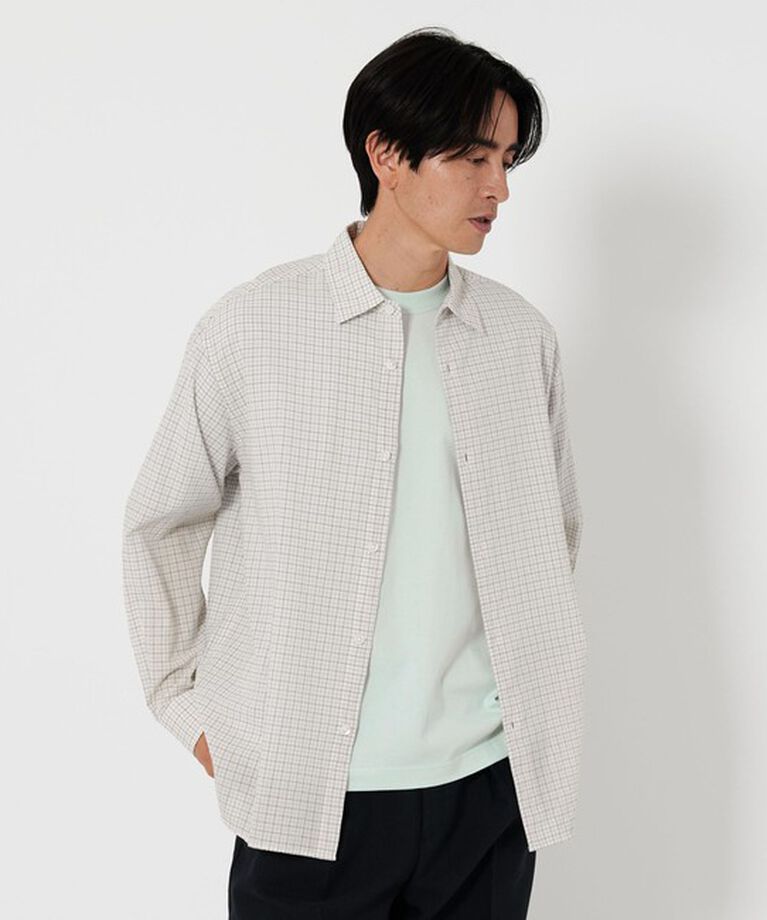 BEAUTY&YOUTH UNITED ARROWS「シャーリング チェック レギュラー グランデシャツ」|シャツ・ブラウス|WHITE
