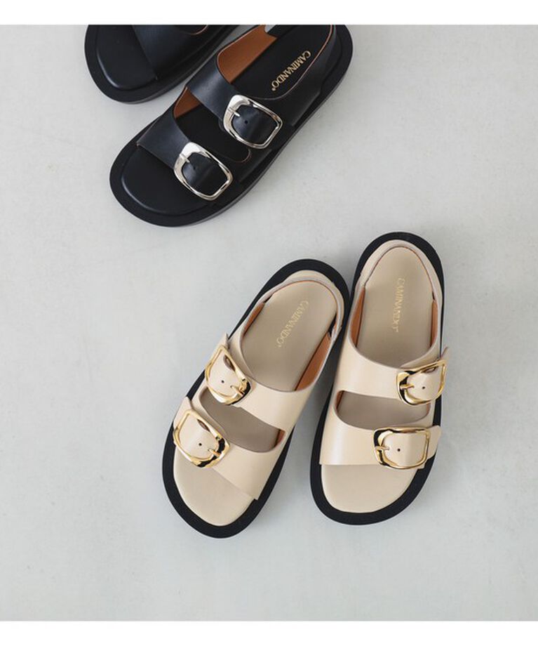 Demi-Luxe BEAMS 「CAMINANDO / ダブルバックル サンダル」|サンダル|別注ECRU/GOLD