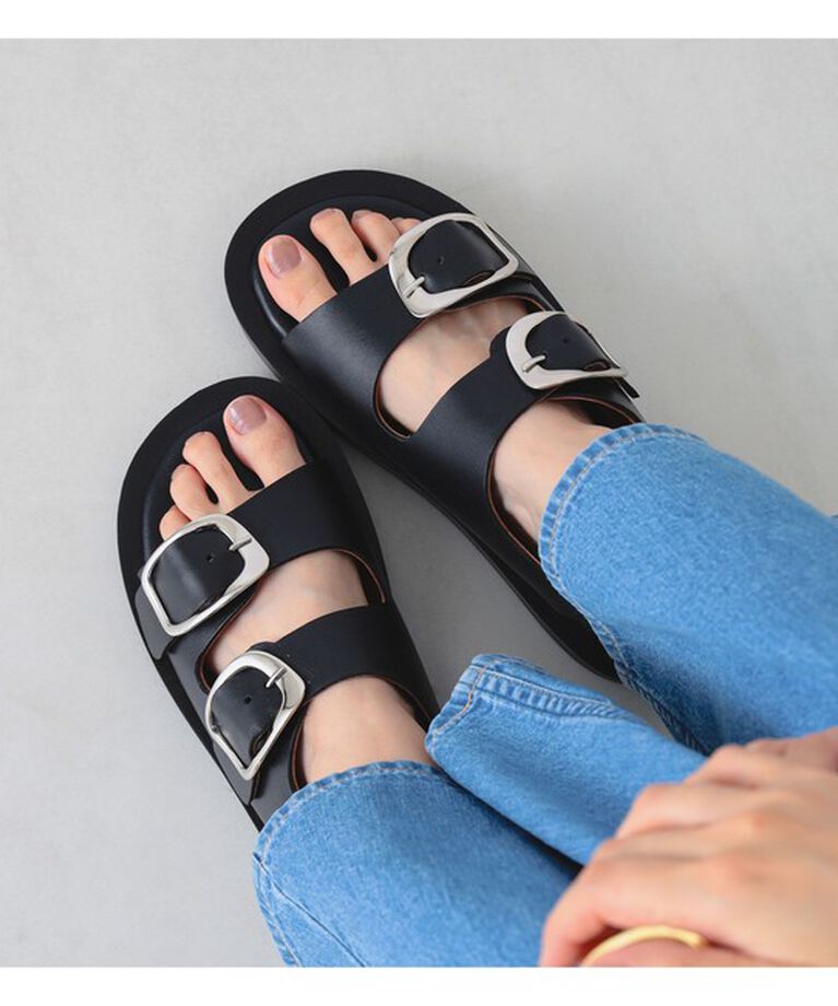 Demi-Luxe BEAMS 「CAMINANDO / ダブルバックル サンダル」|サンダル|別注BLACK/SILVER