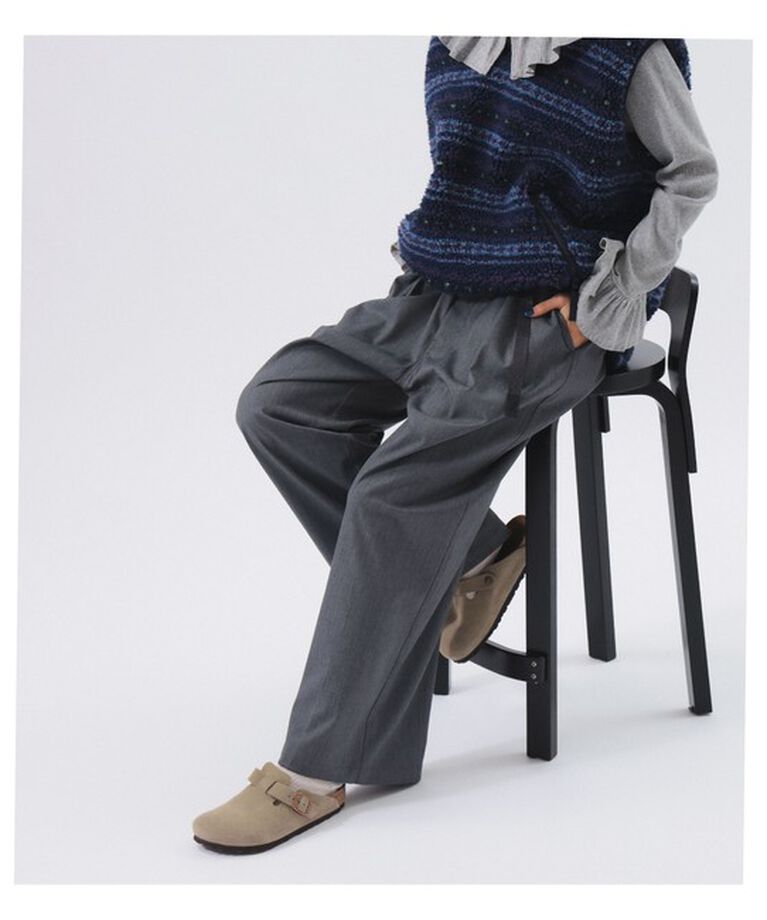 BEAMSBOY「Gramicci × BEAMS BOY / 別注 2プリーツ ワイド スラックス」|チノ|GREY