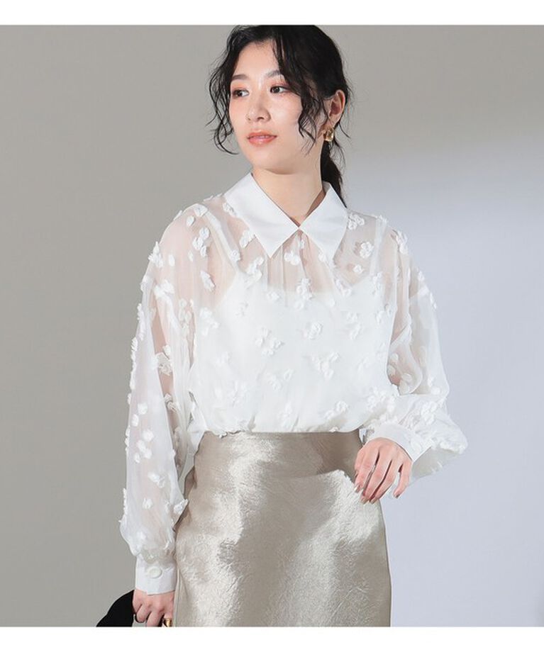 Demi-Luxe BEAMS 「シアーカット ジャガード ブラウス」|シャツ・ブラウス|