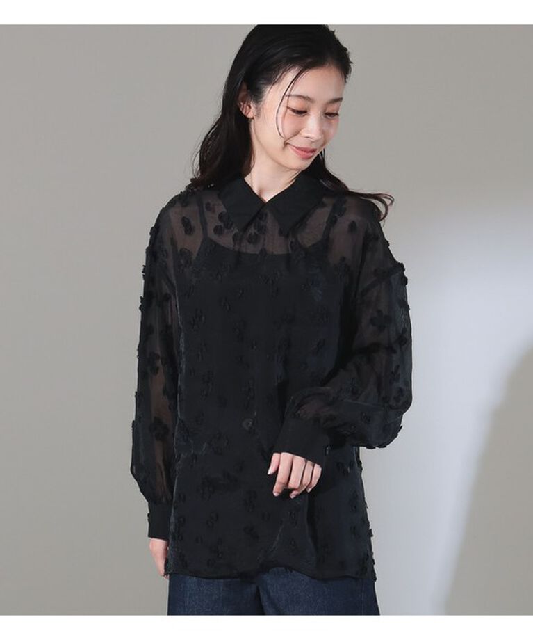 Demi-Luxe BEAMS 「シアーカット ジャガード ブラウス」|シャツ・ブラウス|