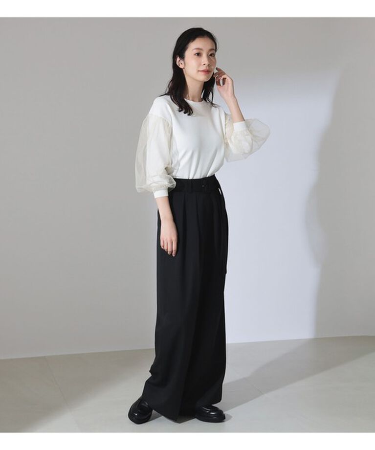 Demi-Luxe BEAMS 「チュール スリーブ クルーネック プルオーバー」|ニット・セーター|