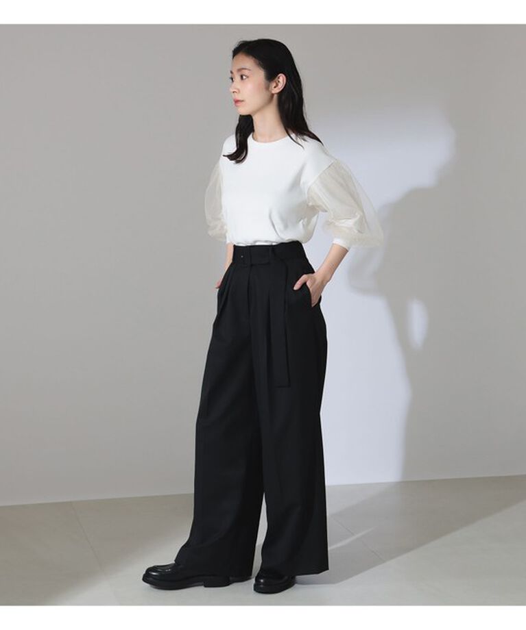 Demi-Luxe BEAMS 「チュール スリーブ クルーネック プルオーバー」|ニット・セーター|