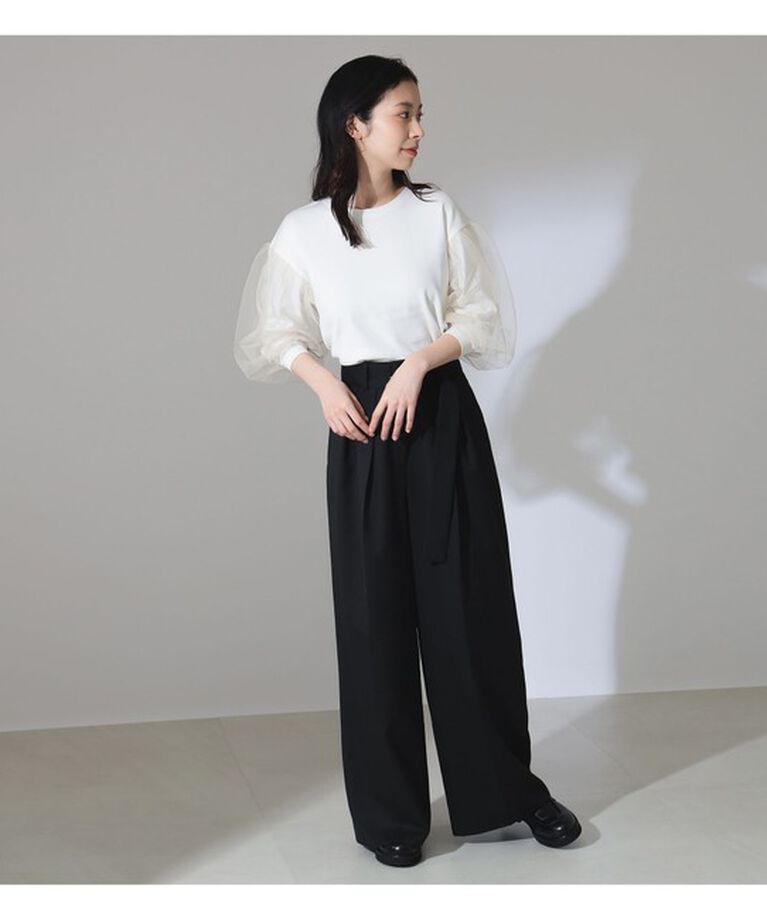 Demi-Luxe BEAMS 「チュール スリーブ クルーネック プルオーバー」|ニット・セーター|