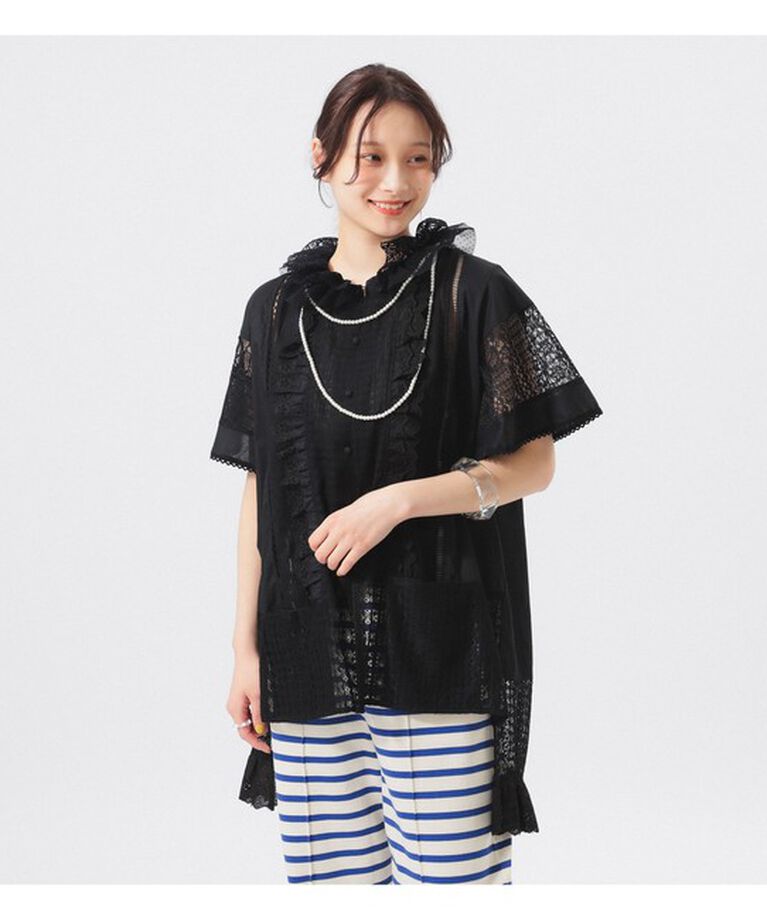 BEAMSBOY「【別注】TORI-TO / アシメ フリル シャツ」|シャツ・ブラウス|BLACK