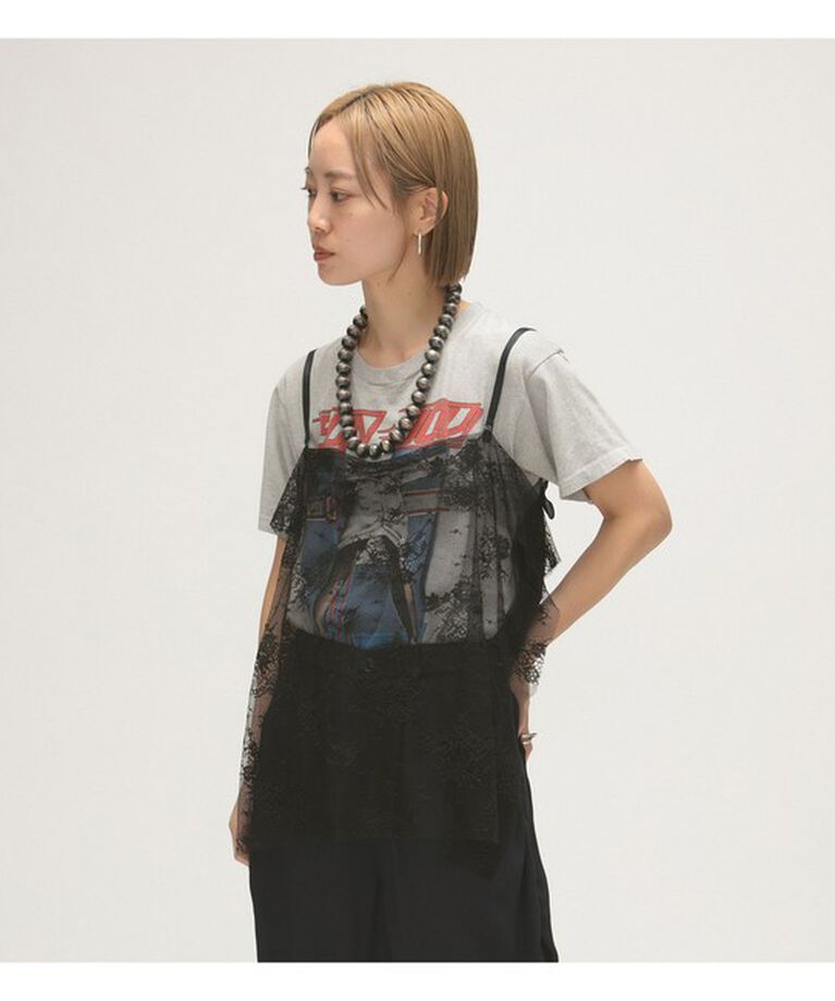 BEAMSBOY「maturely / トリコット シフォン レース キャミソール」|シャツ・ブラウス|NAVY