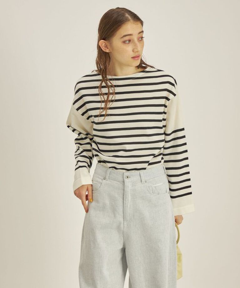 SHIPS for women「〈手洗い可能〉TOKUSHIMA パネル ボーダー 前後2WAY ニット プルオーバー◇」|ニット・セーター|