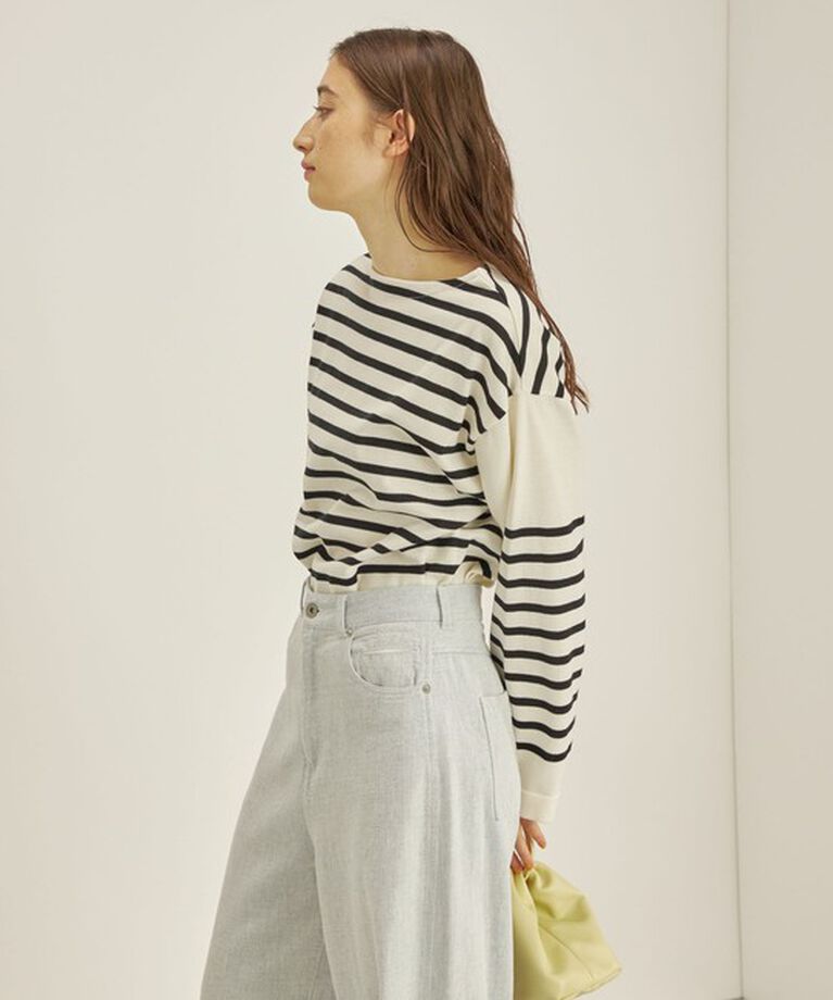 SHIPS for women「〈手洗い可能〉TOKUSHIMA パネル ボーダー 前後2WAY ニット プルオーバー◇」|ニット・セーター|
