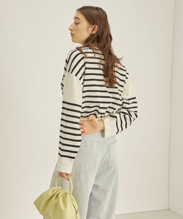 SHIPS for women「〈手洗い可能〉TOKUSHIMA パネル ボーダー 前後2WAY ニット プルオーバー◇」|ニット・セーター|