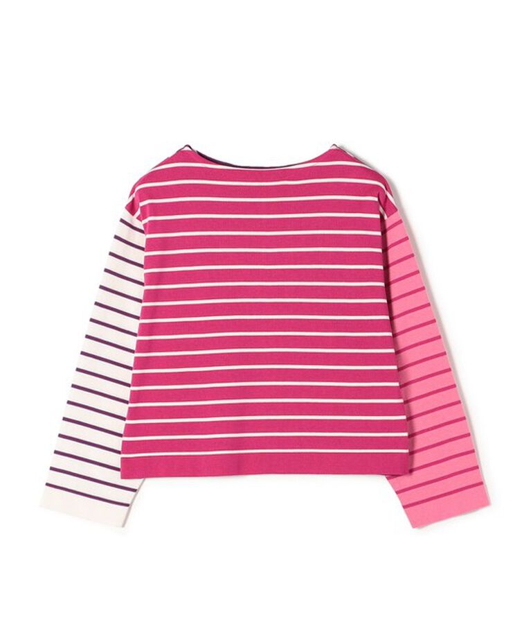 SHIPS for women「〈手洗い可能〉TOKUSHIMA パネル ボーダー 前後2WAY ニット プルオーバー◇」|ニット・セーター|