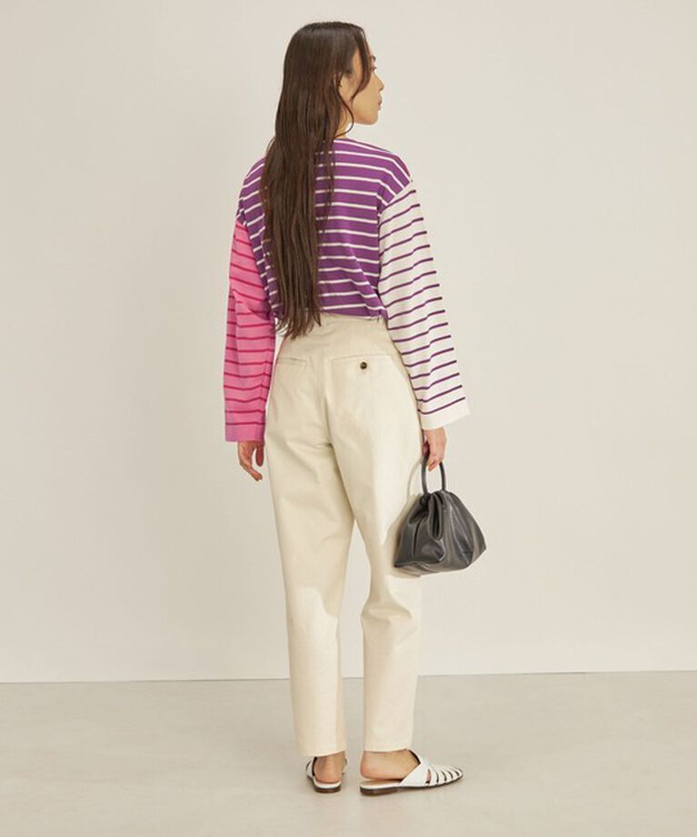 SHIPS for women「〈手洗い可能〉TOKUSHIMA パネル ボーダー 前後2WAY ニット プルオーバー◇」|ニット・セーター|