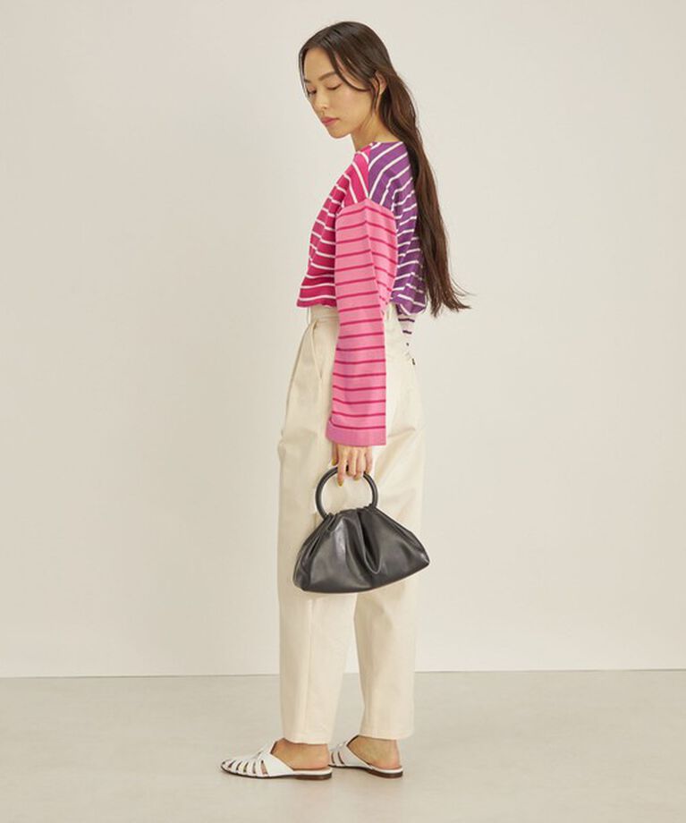 SHIPS for women「〈手洗い可能〉TOKUSHIMA パネル ボーダー 前後2WAY ニット プルオーバー◇」|ニット・セーター|