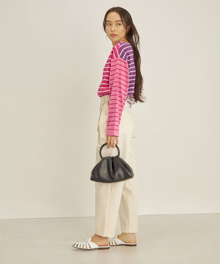 SHIPS for women「〈手洗い可能〉TOKUSHIMA パネル ボーダー 前後2WAY ニット プルオーバー◇」|ニット・セーター|
