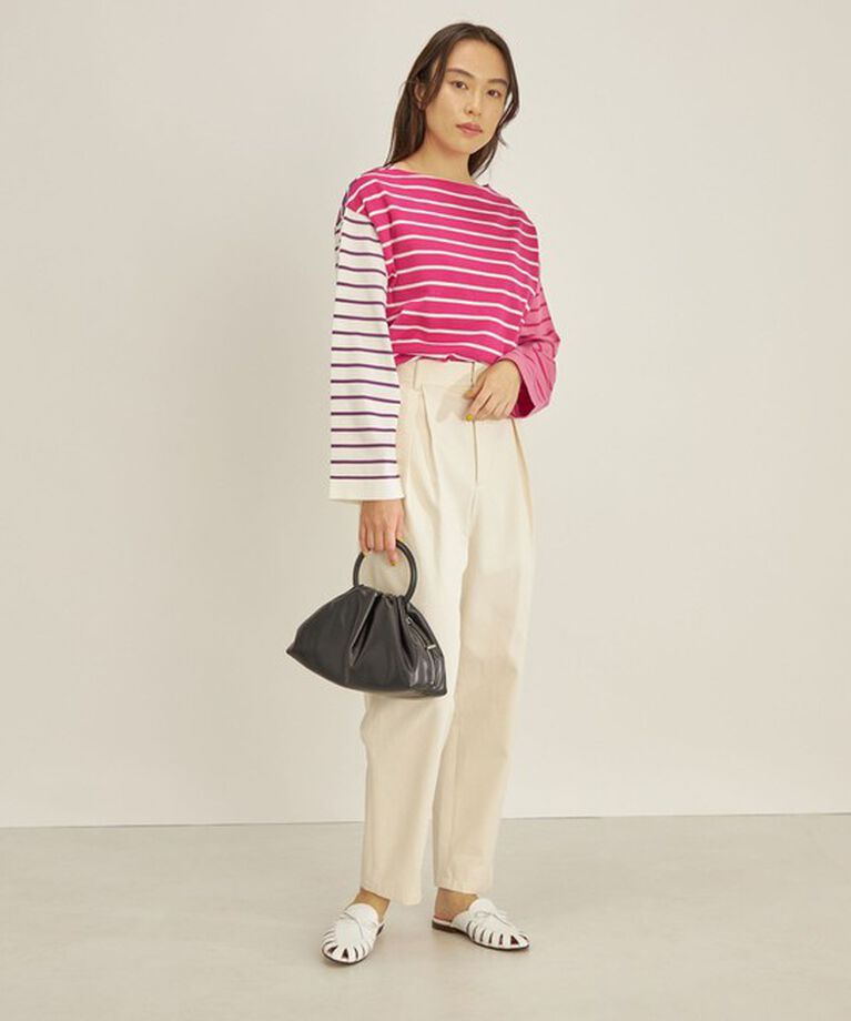 SHIPS for women「〈手洗い可能〉TOKUSHIMA パネル ボーダー 前後2WAY ニット プルオーバー◇」|ニット・セーター|