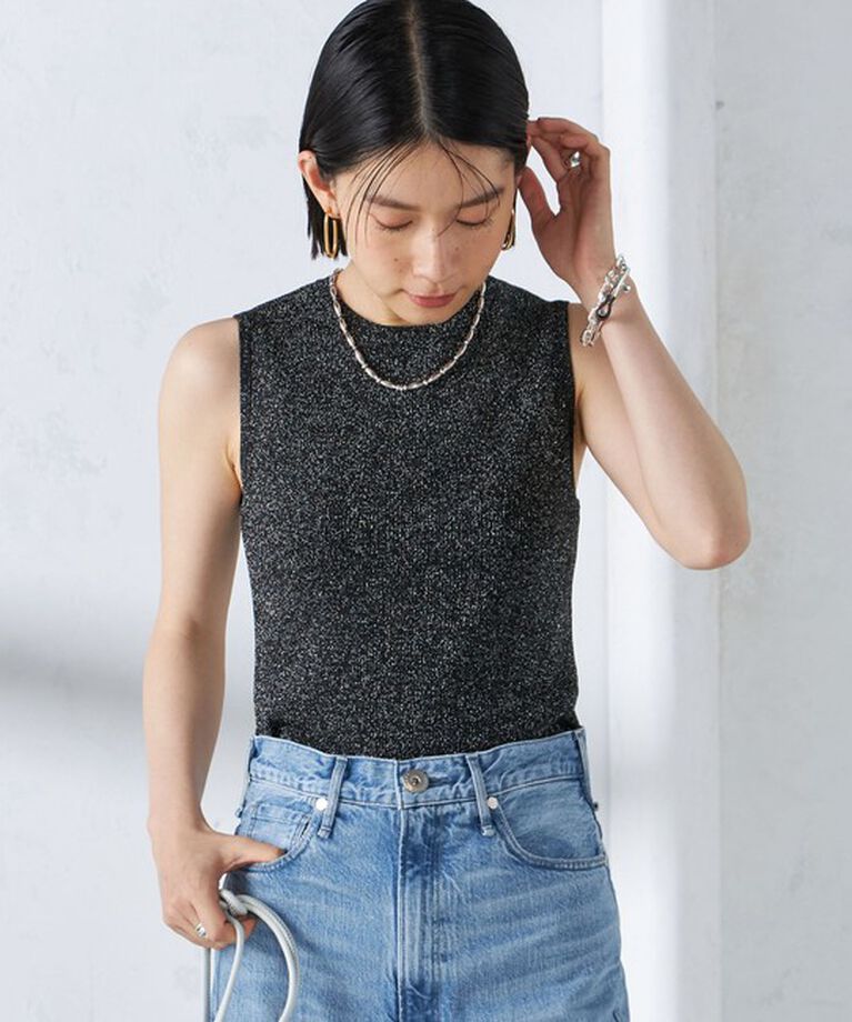 SHIPS for women「〈手洗い可能〉ラメ ノースリーブ ニット」|ニット・セーター|