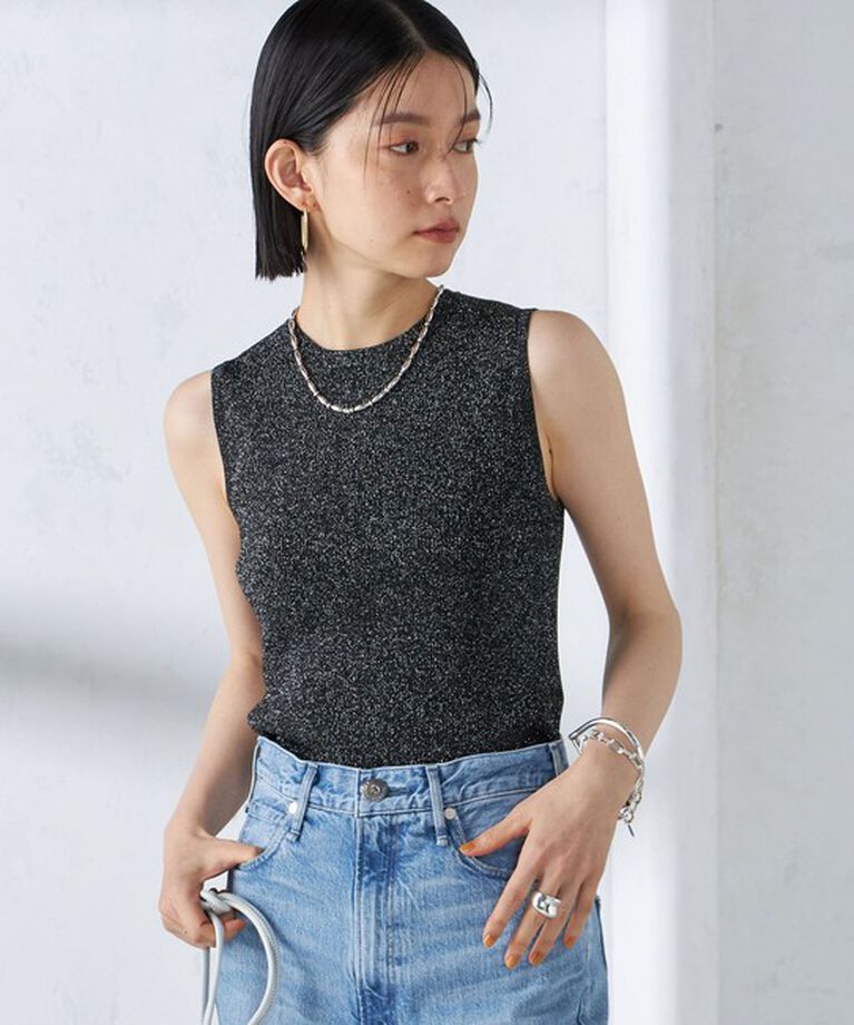 SHIPS for women「〈手洗い可能〉ラメ ノースリーブ ニット」|ニット・セーター|