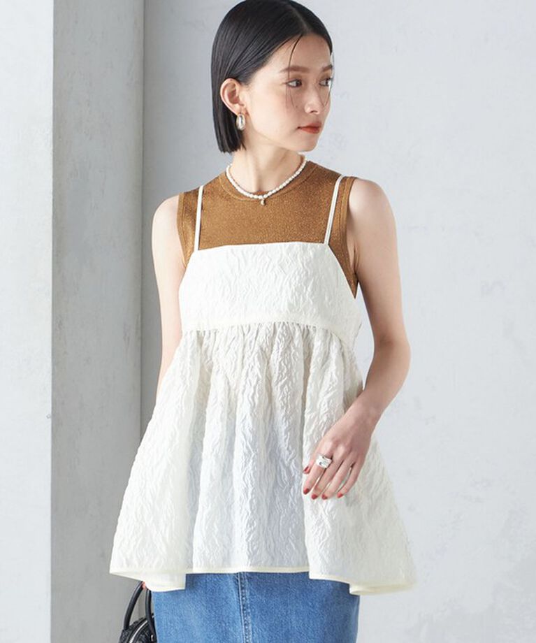 SHIPS for women「〈手洗い可能〉ラメ ノースリーブ ニット」|ニット・セーター|