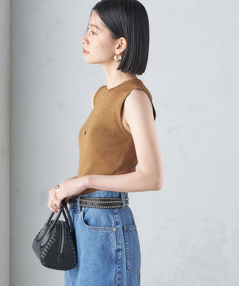 SHIPS for women「〈手洗い可能〉ラメ ノースリーブ ニット」|ニット・セーター|