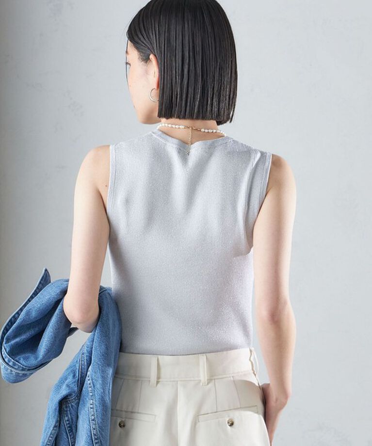 SHIPS for women「〈手洗い可能〉ラメ ノースリーブ ニット」|ニット・セーター|